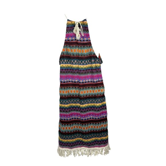 Emery Rose Multicolor Fringe Hem Sleeveless Crochet Dress Size L Polyester - Picture 4 of 7